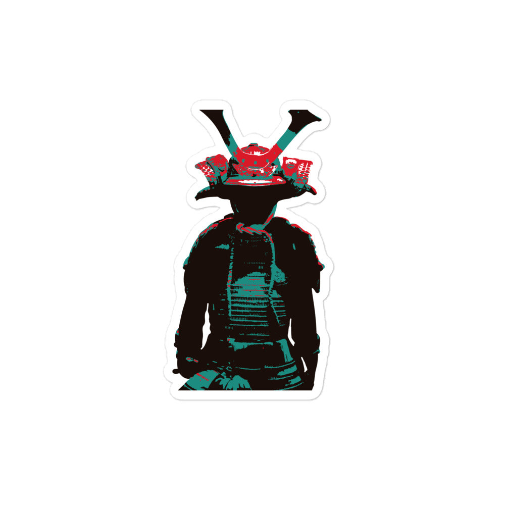 Red and Teal Samurai Bubble-free sticker