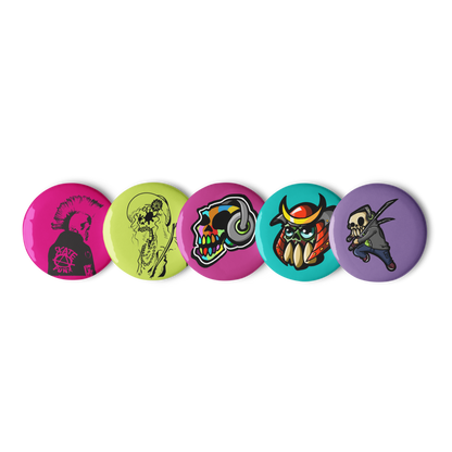 Skull Designs Set of pin buttons