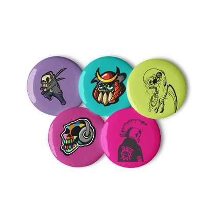 Skull Designs Set of pin buttons